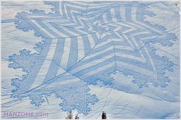 هنرنمایی روی برف به وسیله پیاده روی