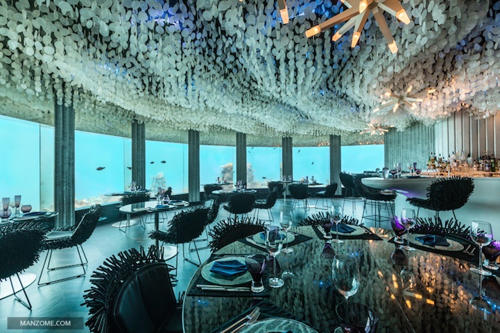 در این رستوران زیر دریایی می توانید در کنار ماهی ها غذا بخورید