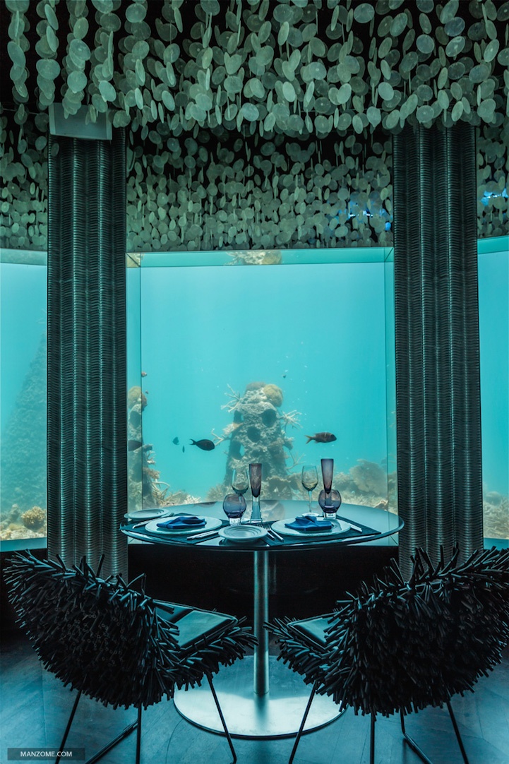 در این رستوران زیر دریایی می توانید در کنار ماهی ها غذا بخورید